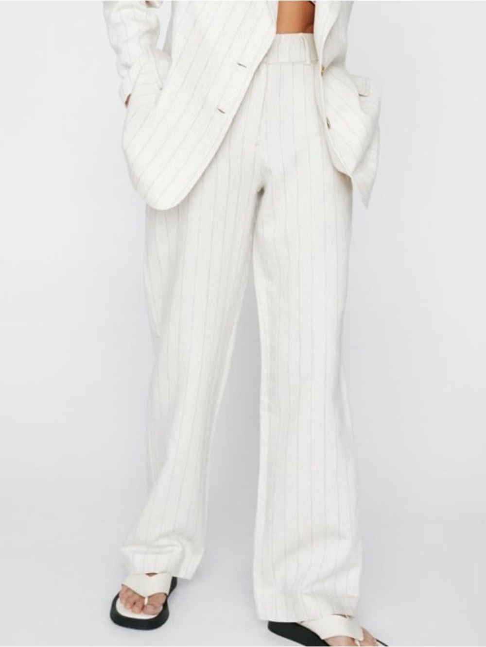 ZARA Women's Tall Pinstripe Retro Boho Wide-leg Dress Pants